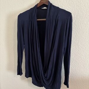Free To Live Navy Blue Draped Shirt Top Sz XXL Yoga